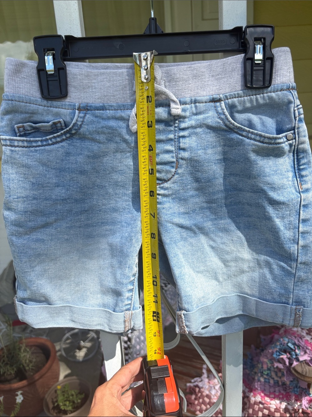 wonder nation Light Wash Denim Jogger Shorts with Ribbed Waistband